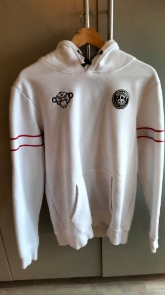 Witte hoodie met rode strepen -Black bananas, Onbekend, Maat 48/50 (M), Wit, Nieuw