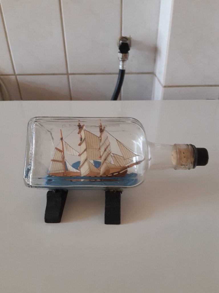 vintage Flessenscheepje in originele vierkante Bokma fles, Ophalen of Verzenden, Nieuw, Overige merken