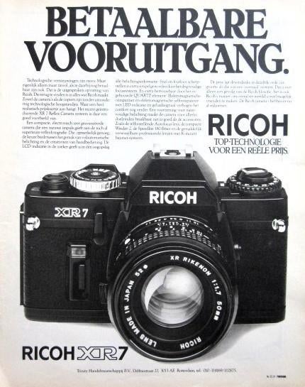 5 vintage advertenties reclames Ricoh camera 81 XR5 XR7 foto, Ophalen of Verzenden, Voor 1940, Fototoestel