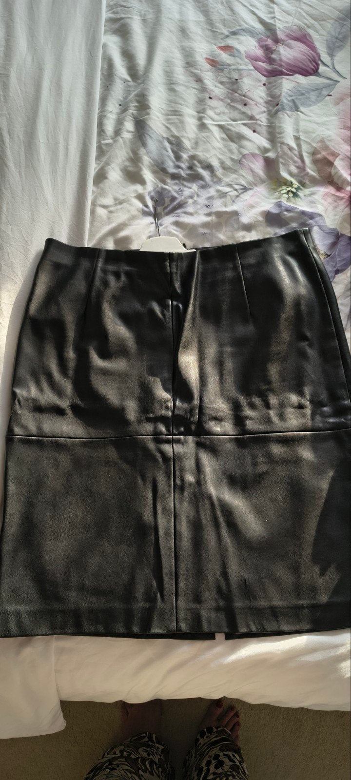 Zwarte echt leren rok, maat 42, Ophalen, Maat 42/44 (L), Zwart