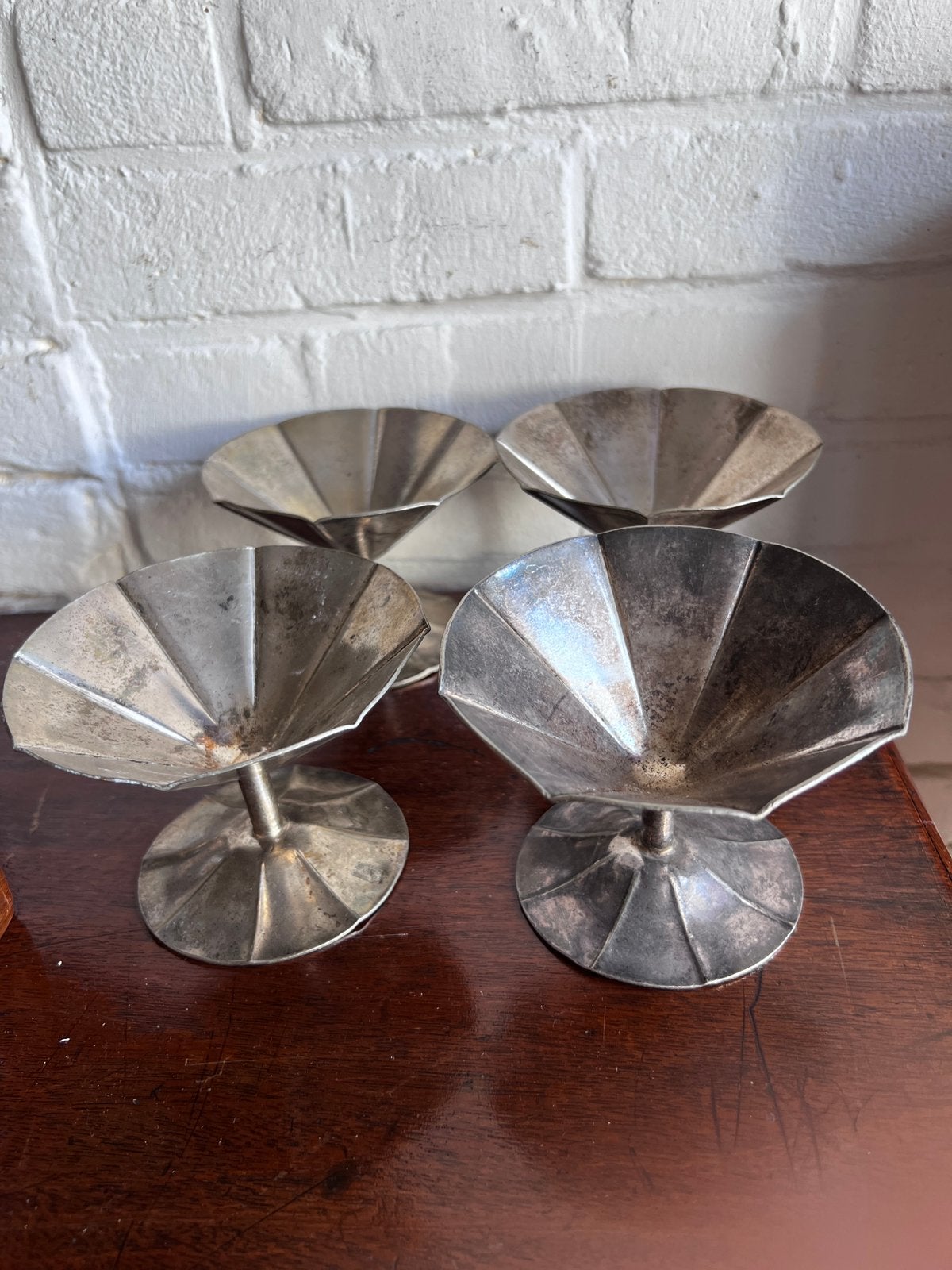 4 sola coupes ijscoupes vintage verzilverd, Ophalen of Verzenden