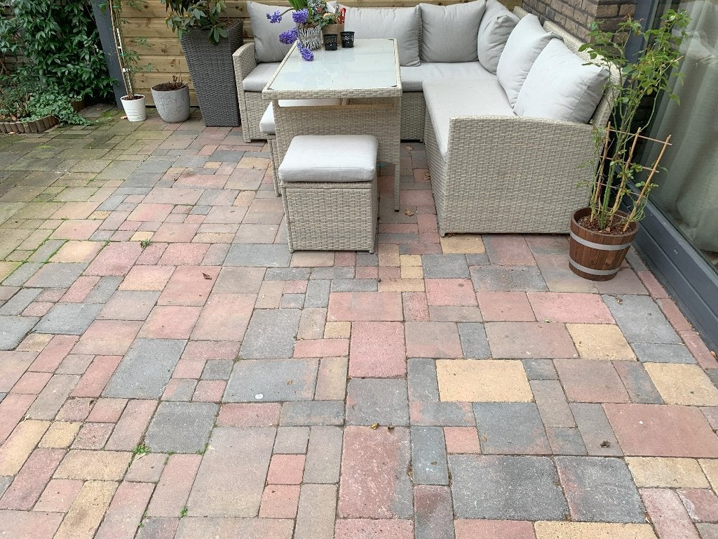 (Gratis afhalen) +/- 14 m2 klinkers diverse kleuren  maten, Ophalen, Klinkers, Zo goed als nieuw, 10 m² of meer