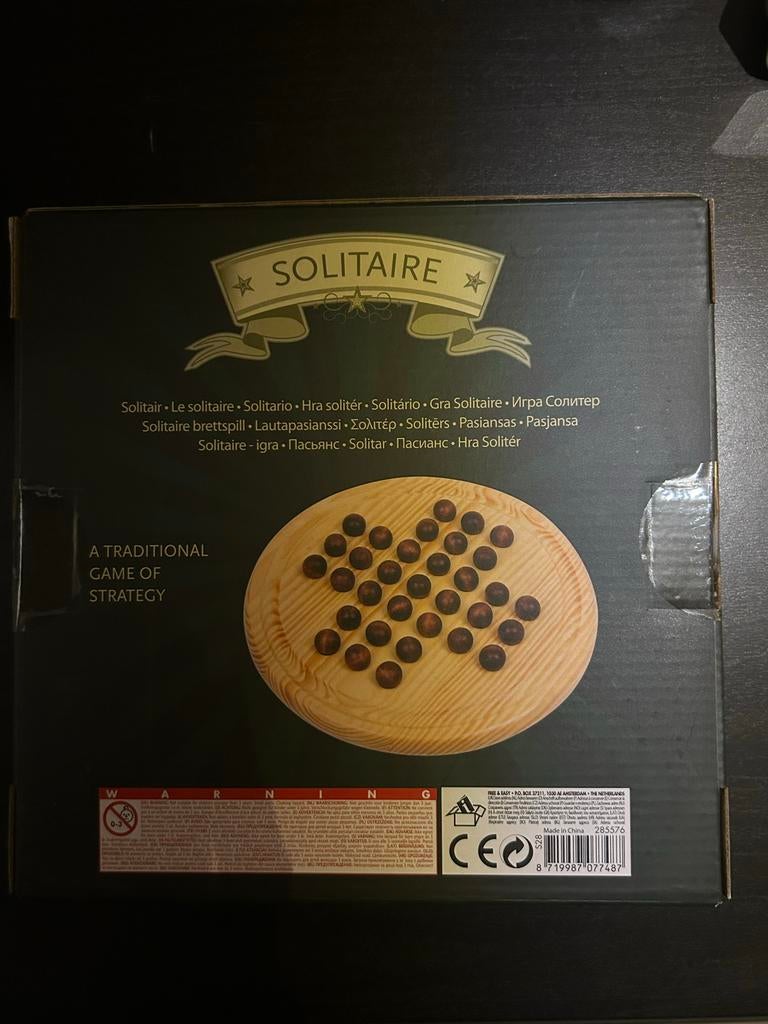 Solitaire Bordspel - Klassiek Strategie Spel, Hobby en Vrije tijd, Een of twee spelers, Ophalen of Verzenden, Zo goed als nieuw