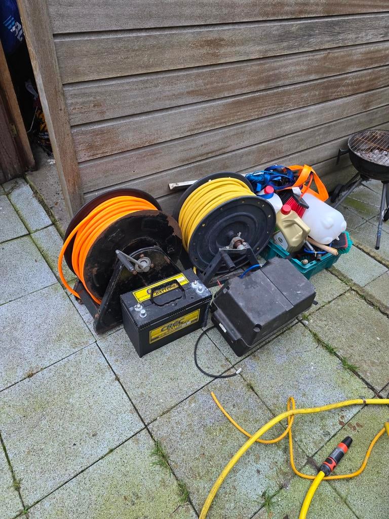 Reinigingsset met tank, haspels, telescoopstelen en pompen, Ophalen of Verzenden