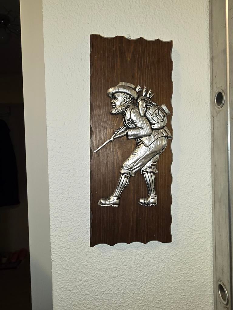Houten Wanddecoratie Jager met Geweer, Ophalen of Verzenden