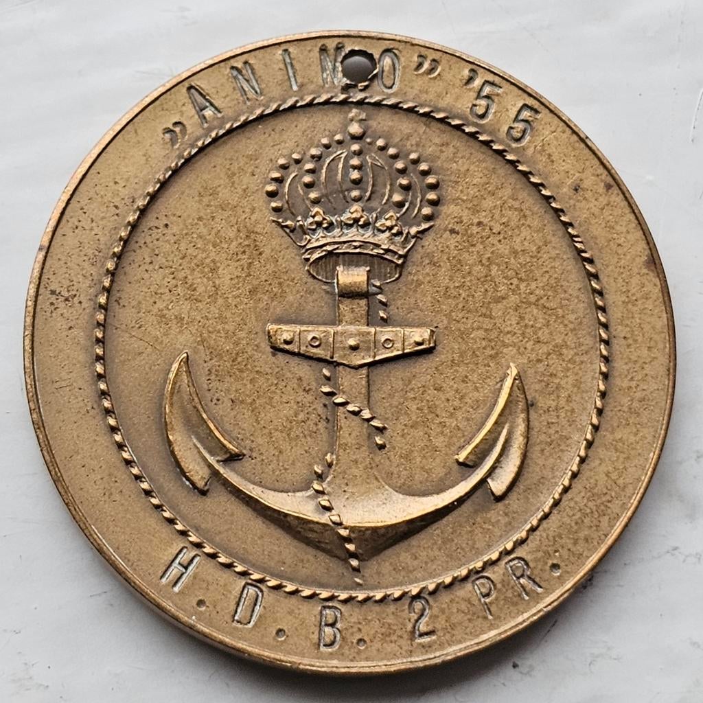 Koninklijke Marine Medaille - Animo '55, Verzamelen, Speldjes, Pins en Buttons, Gebruikt, Button, Overige onderwerpen, Ophalen of Verzenden