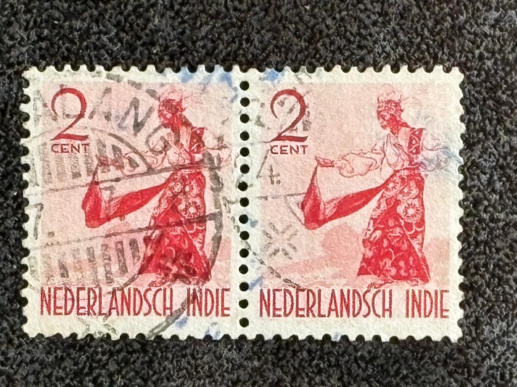 1946-48 DAI Nippon Danser 2 ct (298) geen doorhaling, PAAR, Postzegels en Munten, Ophalen of Verzenden, Gestempeld, Nederlands-Indië