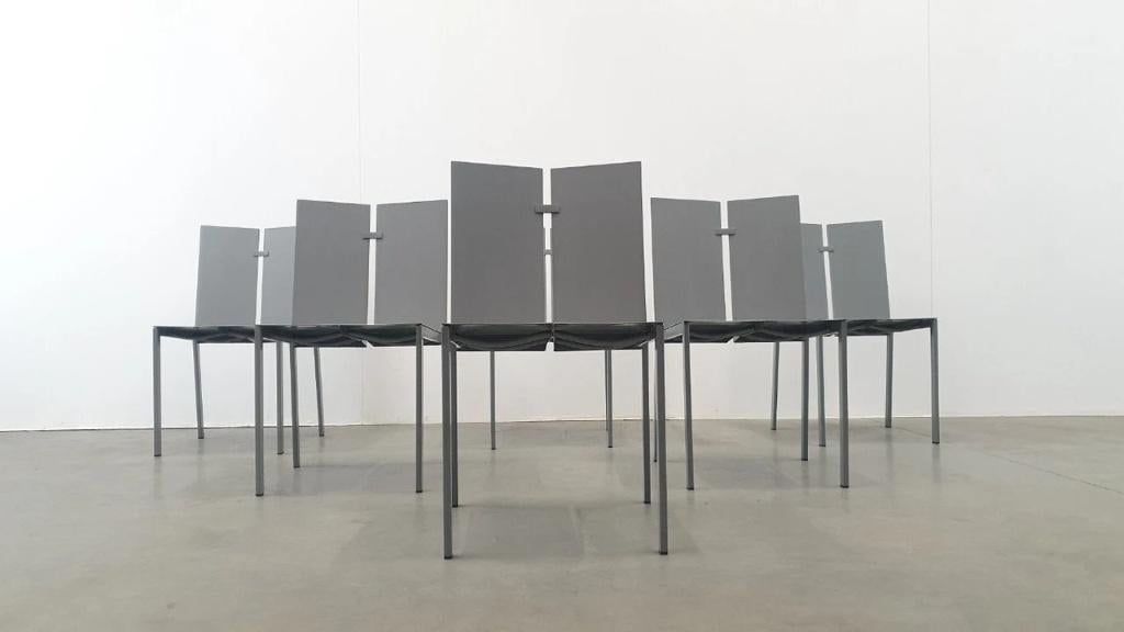 Frans van Praet vintage belgo chrom 2000s minimal design, Huis en Inrichting, Stoelen, Ophalen, ,,, Metaal, Grijs