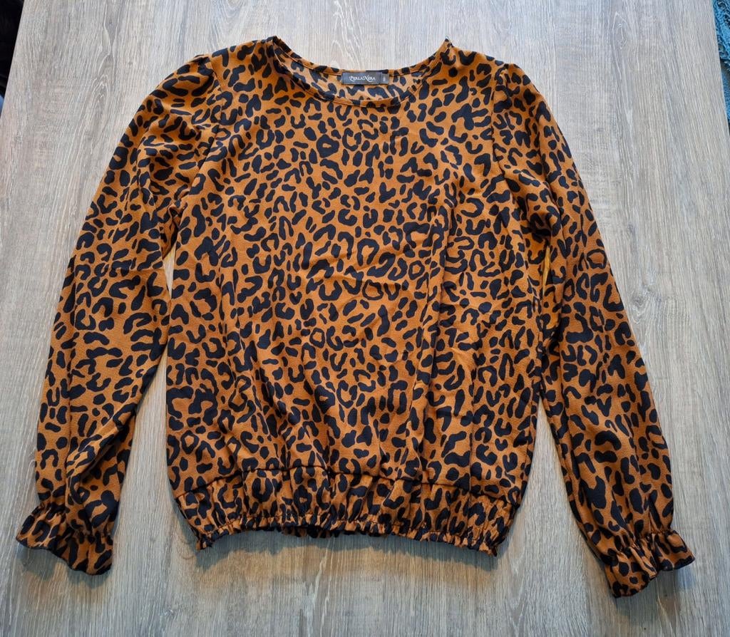 perla nera panter top blouse mt m 38 40, Kleding | Dames, Tops, Maat 38/40 (M), Bruin, Perla nera, Ophalen of Verzenden