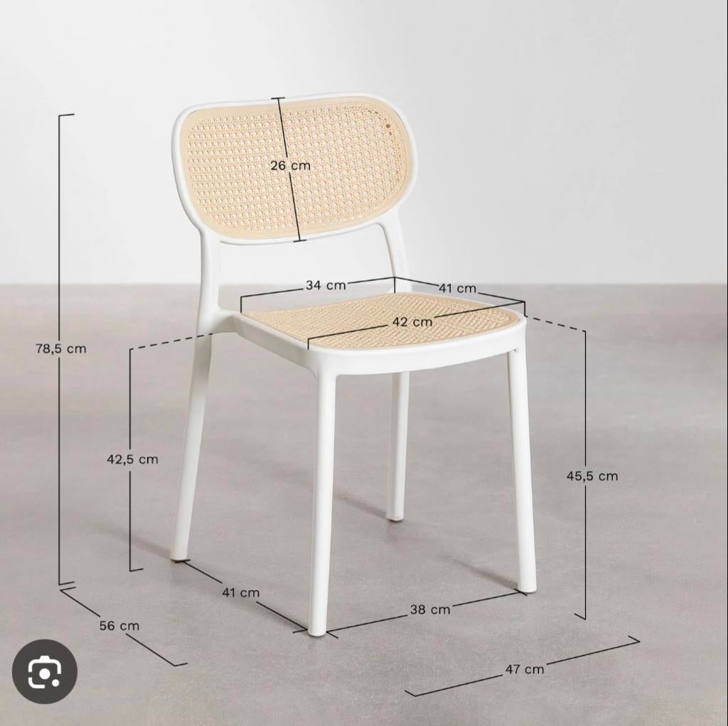 SKLUM Omara Tuinstoelen - Set van 4 - Gardenia White, Tuin en Terras, Tuinstoelen, Ophalen, Nieuw, Kunststof, Stapelbaar
