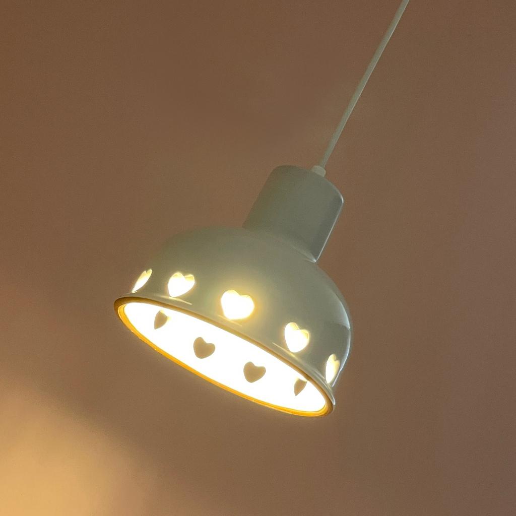 vintage keramieken hang LAMP en POT wit hartjes Deens Scandi, Overige materialen, Gebruikt, Mid Century vintage Scandinavisch design retro Nordic Deens MCM