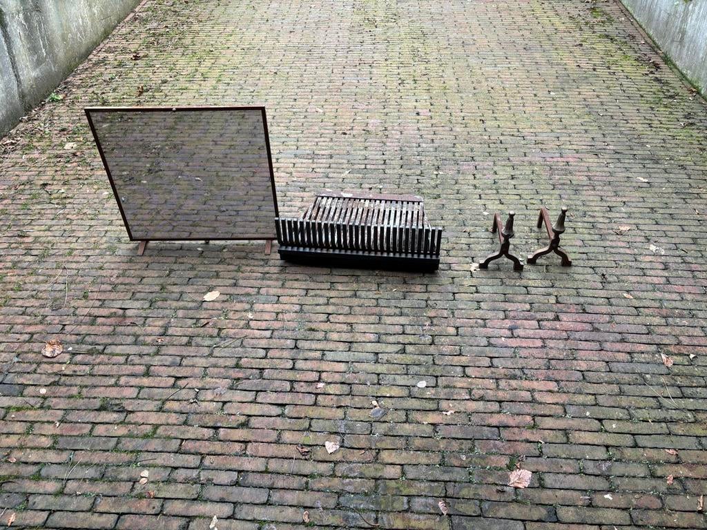 Haard (rooster/aslade) accessoires: scherm, rooster, bokken, Huis en Inrichting, Kachels, Gebruikt, Vrijstaand, Overige soorten