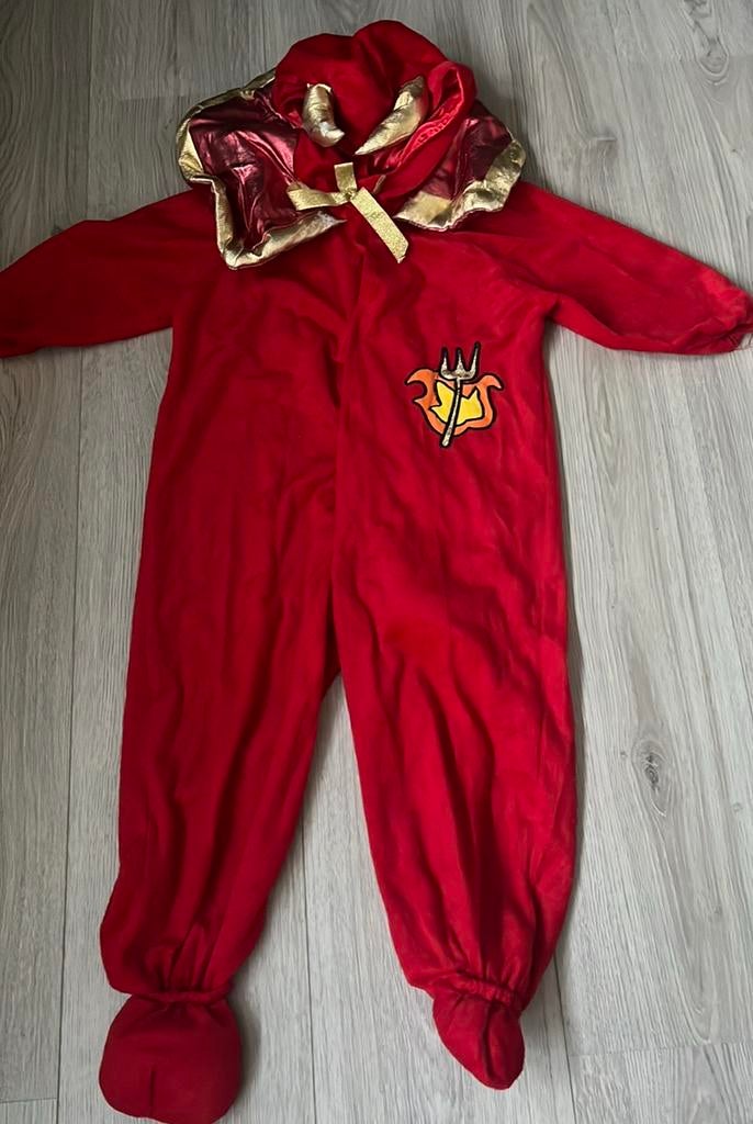 Carnavalspak duivel duiveltje 92/98, Kinderen en Baby's, Carnavalskleding en Verkleedspullen, Ophalen of Verzenden, Gebruikt, 104 of kleiner
