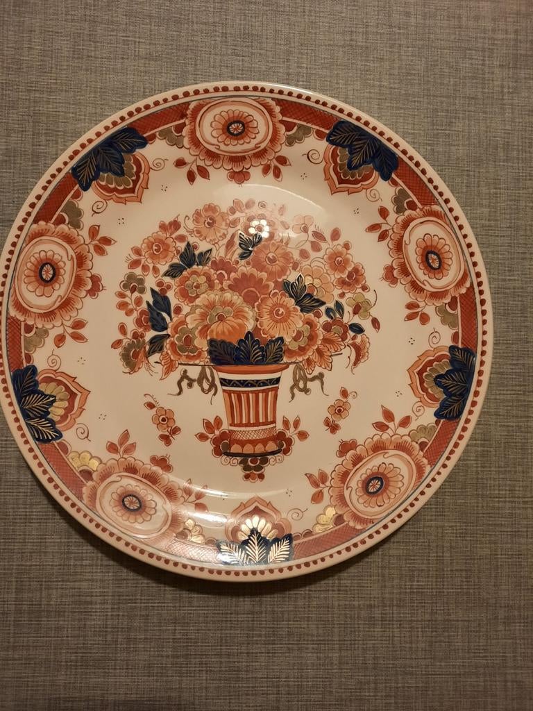 Delfts Gekleurd Wandbord met Bloemen, Antiek en Kunst, Antiek | Wandborden en Tegels, Ophalen of Verzenden