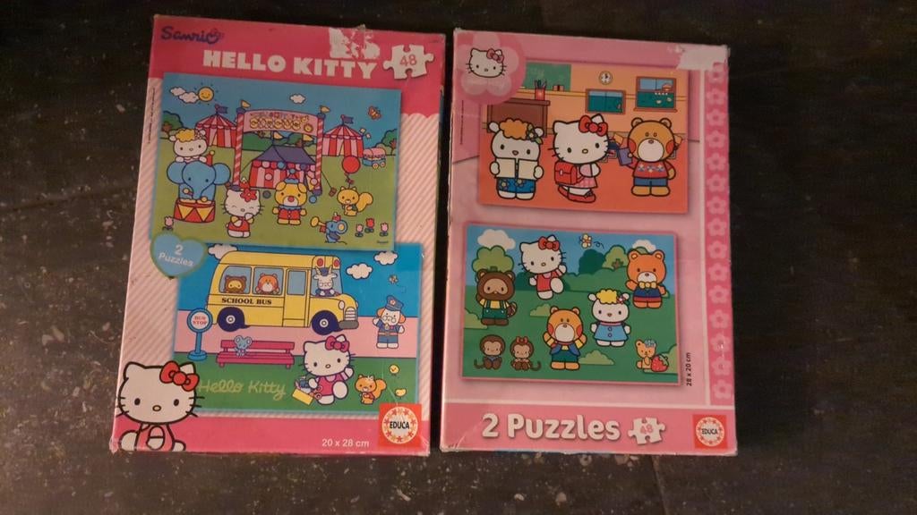 Hello Kitty Puzzels - 2 stuks, Ophalen of Verzenden, Meer dan 50 stukjes, Zo goed als nieuw, 4 tot 6 jaar