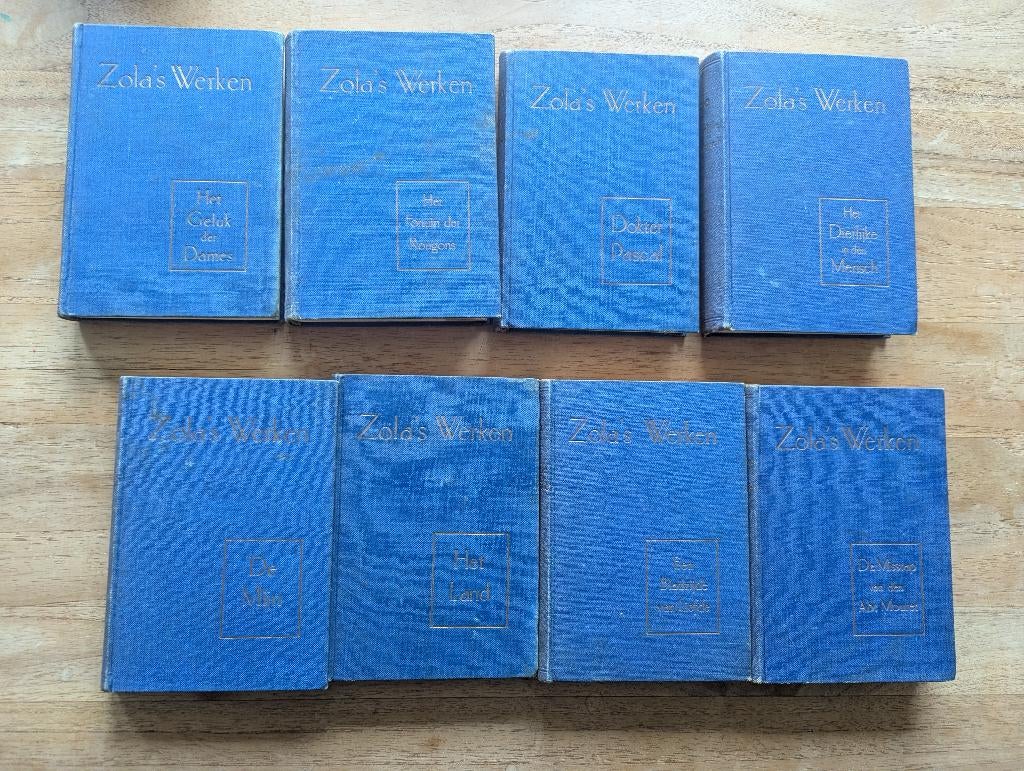 8 delen Zola's Werken - Emile Zola - Blauwe linnen banden, Ophalen of Verzenden, Gelezen