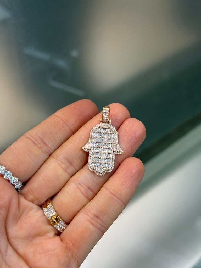 18KT Goud - Hanger - Fatima Hand - Labdiamanten- Rosé -Hamsa, Ophalen, Nieuw, Goud
