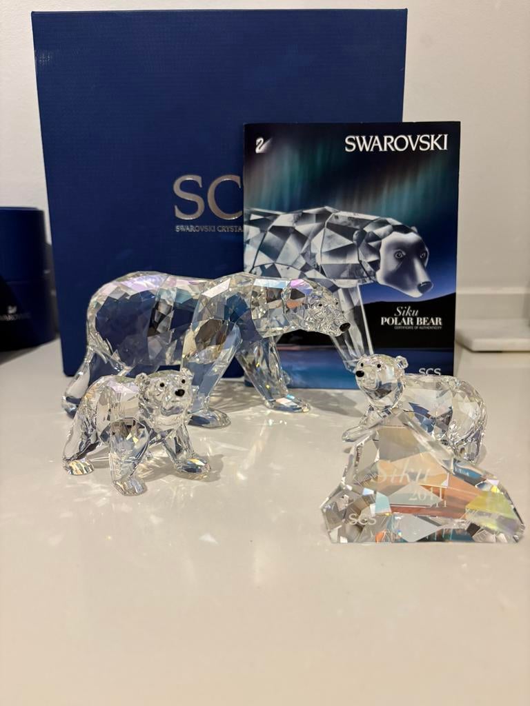 Swarovski Siku ijsbeer met jongen, Verzamelen, Swarovski, Ophalen of Verzenden, Zo goed als nieuw, Figuurtje