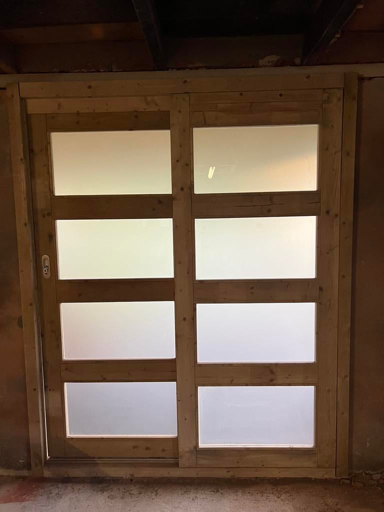 Schuifdeur tbv tuinhuis of overkapping, Ophalen, Zo goed als nieuw, Aluminium, Schuifpui