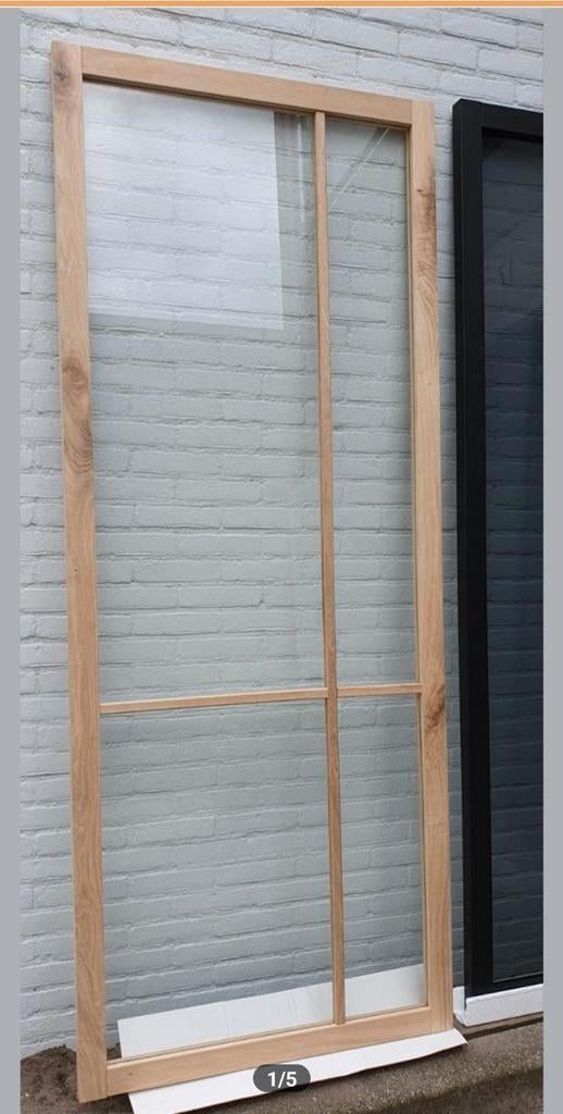 Nieuwe Eiken deur met glas, Binnendeur, Nieuw, Ophalen of Verzenden, Glas