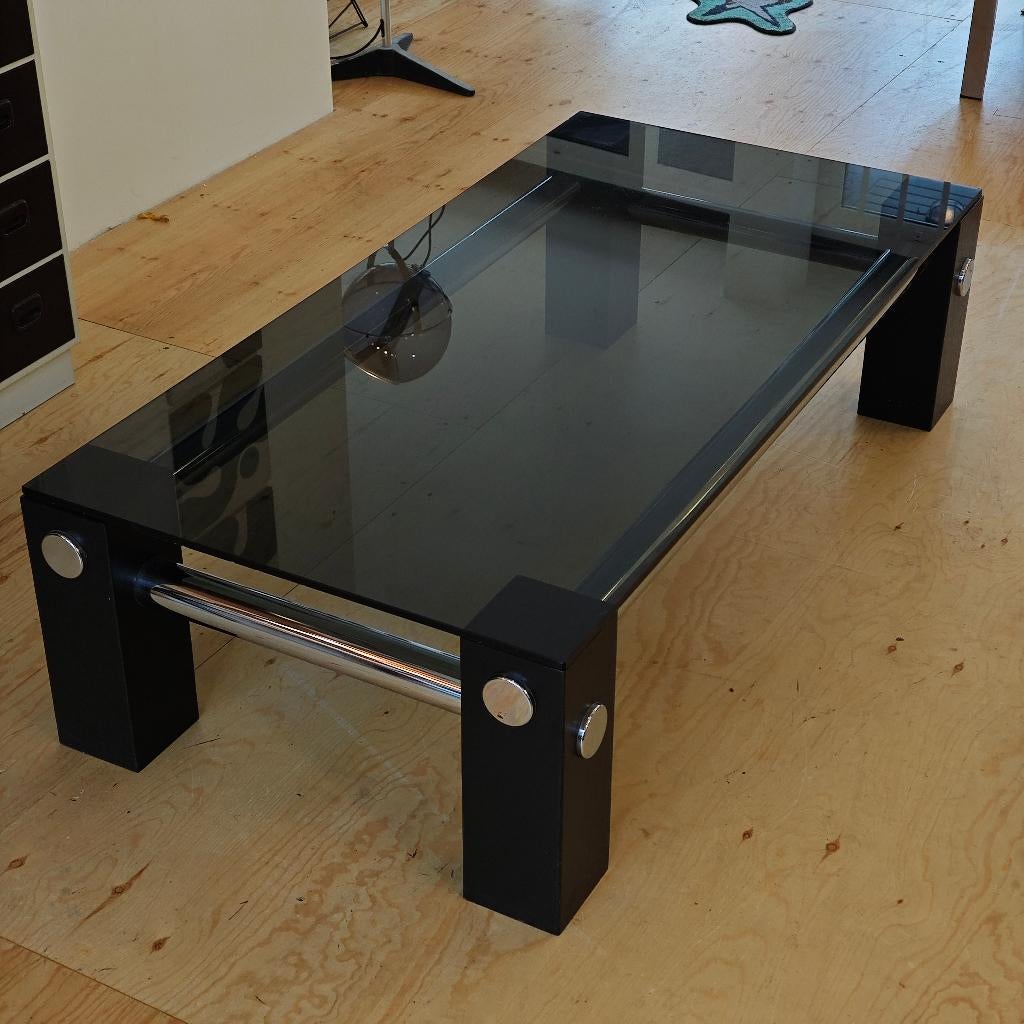 Vintage space age salontafel, Ophalen, Glas, 100 tot 150 cm, Spectrum
