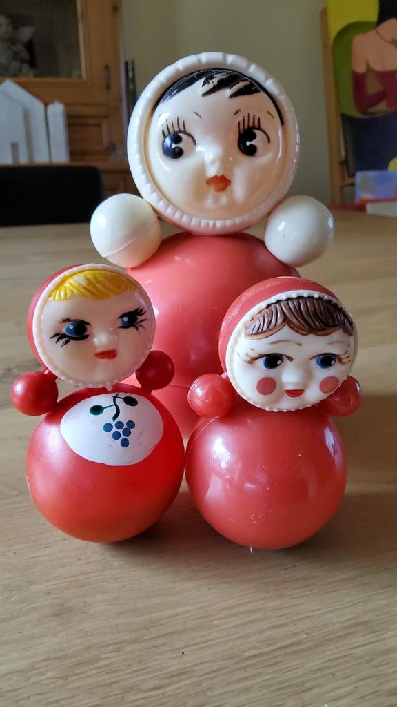 Oude retro Tuimelaar rinkelende Roly Poly popjes Tumbler Toy, Ophalen of Verzenden