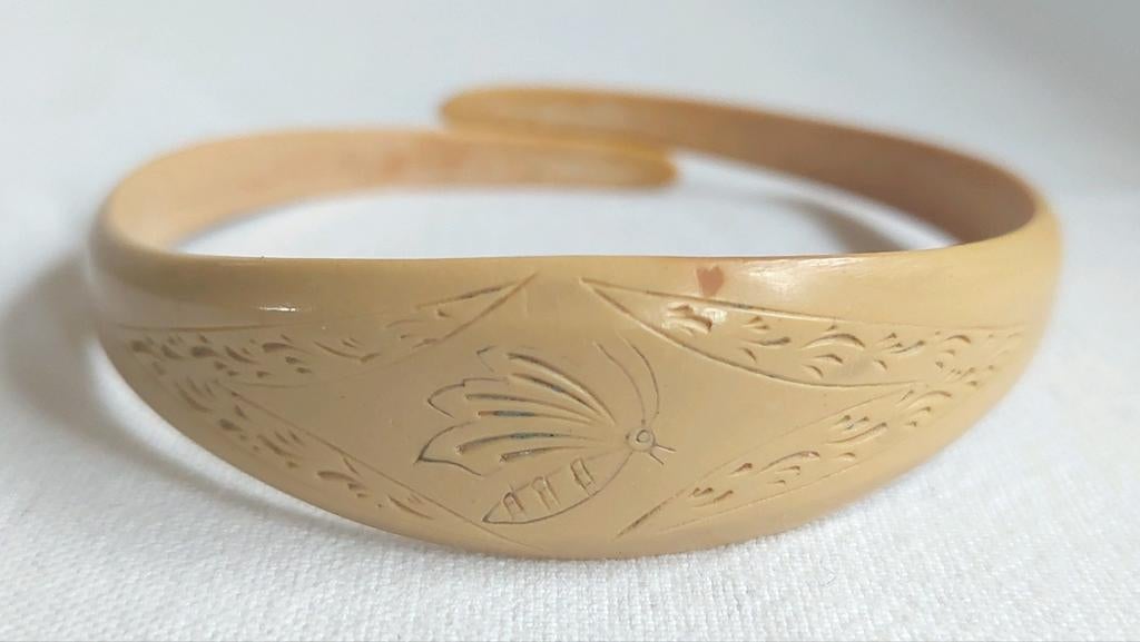 Jr 20 Celluloid armband met vlinder Art Deco sieraad, Ophalen of Verzenden, Overige materialen, Armband