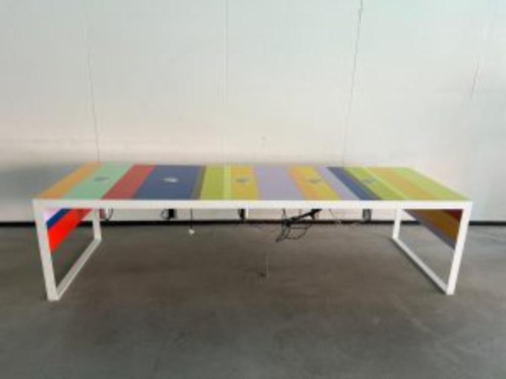 Design vergadertafel met stopcontact 298x100xH75 cm, 1 stuk, Gebruikt, 100 tot 150 cm, 200 cm of meer, Ophalen of Verzenden