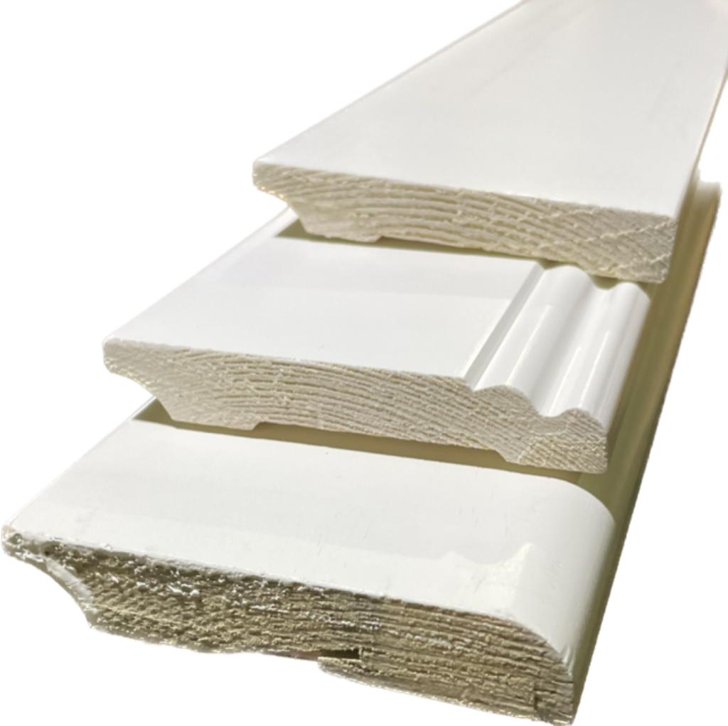 Wit gegronde grenen sierplinten 16x70x2400 en 16x95x2400, Doe-het-zelf en Verbouw, Hout en Planken, Ophalen, Minder dan 25 mm