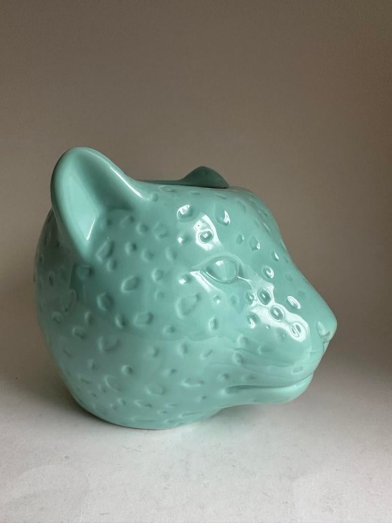 Blauwe Kat Bloempot / Vaas, Blauw, Aardewerk of Porselein, Ophalen of Verzenden, Zo goed als nieuw