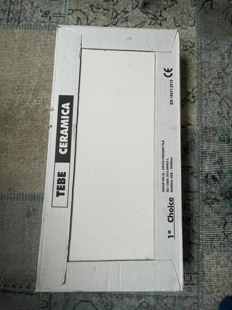 Wandtegel wit mat 30 x 60 cm keramisch 1.62 m2, Ophalen, 60 cm of meer, Nieuw, Minder dan 5 m²