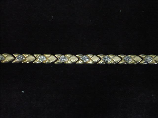14 karaat wit/geel gouden armband 5 gram lengte 19cm br. 6mm, Ophalen of Verzenden, Gebruikt, Overige kleuren, Goud