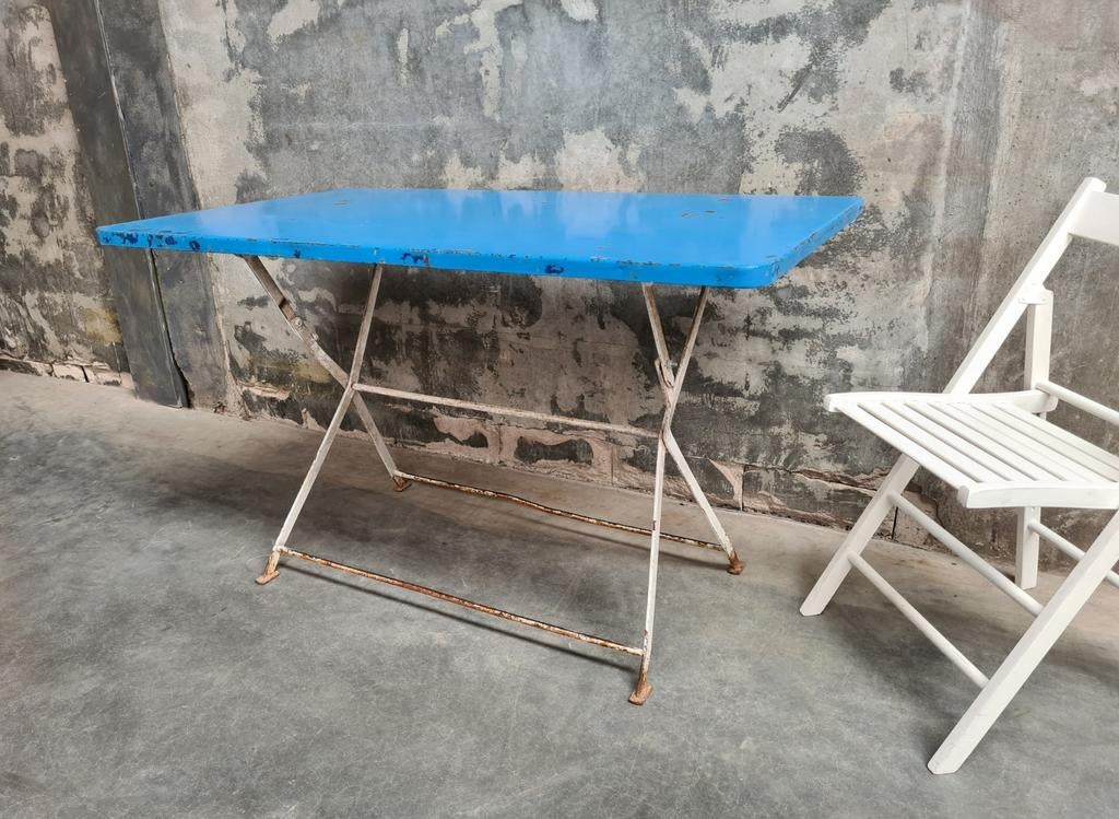 partij oude retro vintage stalen TERRASTAFELS klaptafels, Retro / vintage, Gebruikt, Ophalen of Verzenden, Metaal