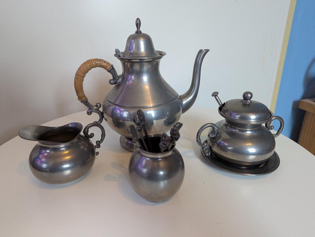 Tinnen Thee set, Ophalen of Verzenden
