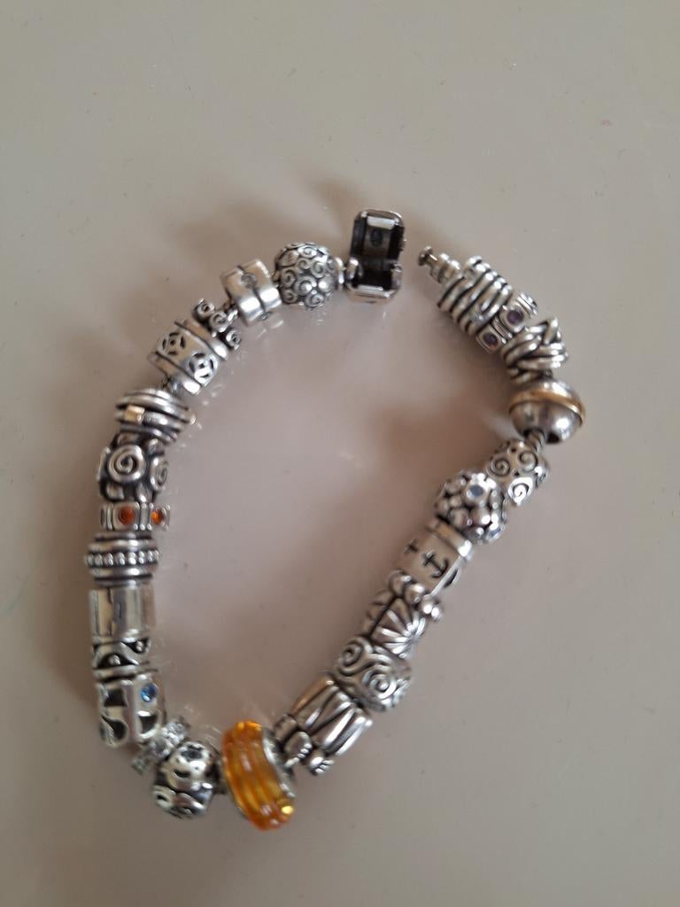 Pandora Armband Zilver/Goud met Bedels, Ophalen of Verzenden, Zo goed als nieuw, Met bedels of kralen, Zilver