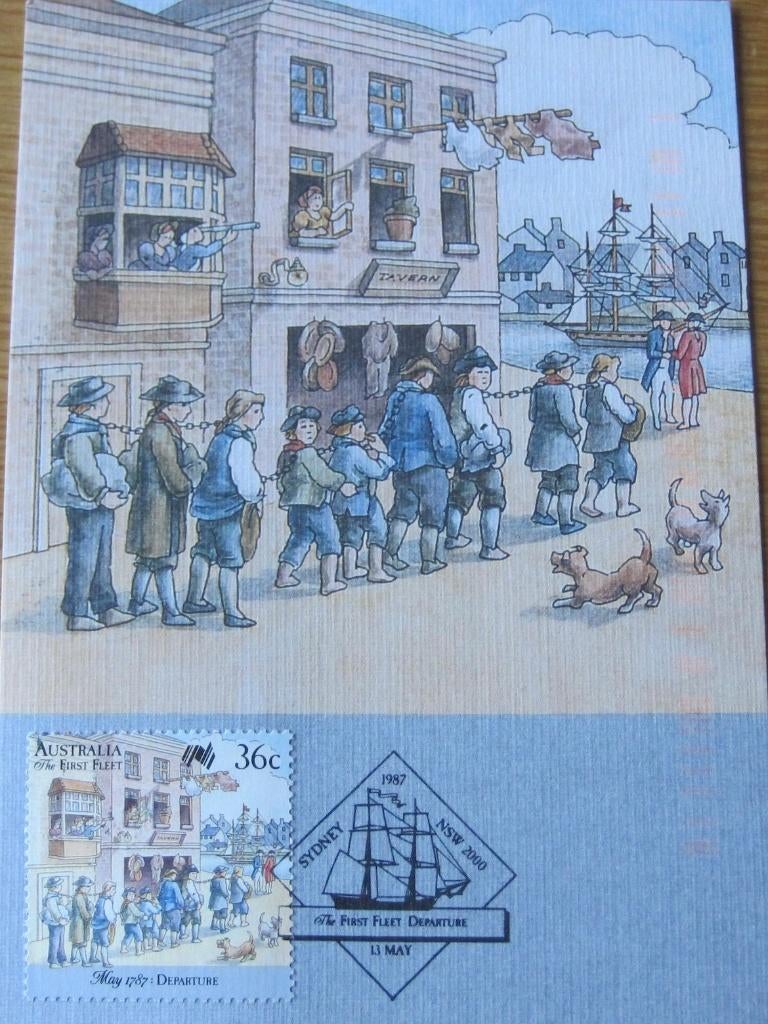 maximale of maxi kaart - Australië - vertrek eerste vloot, Postzegels en Munten, Ophalen of Verzenden, Briefkaart