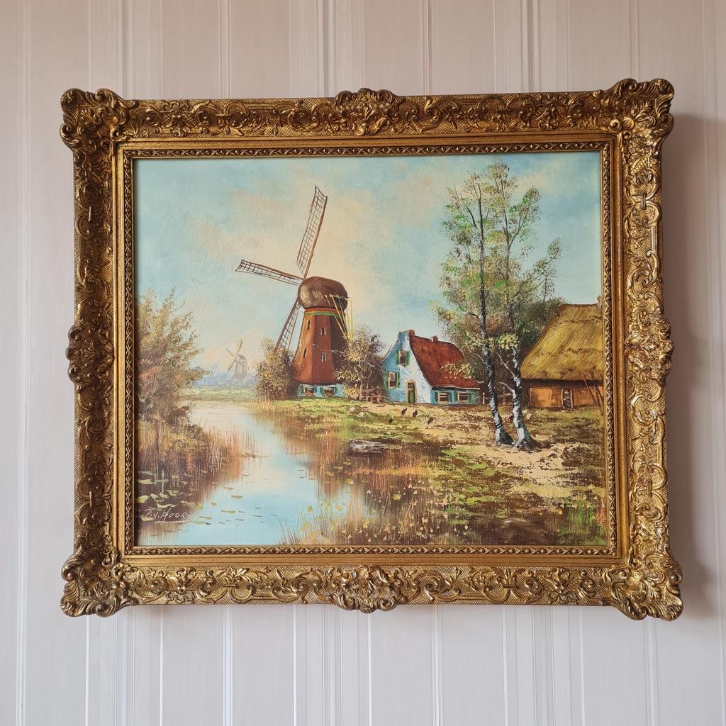 Schilderij P. V. Hoorn - Molenlandschap, Antiek en Kunst, Kunst | Schilderijen | Klassiek, Ophalen
