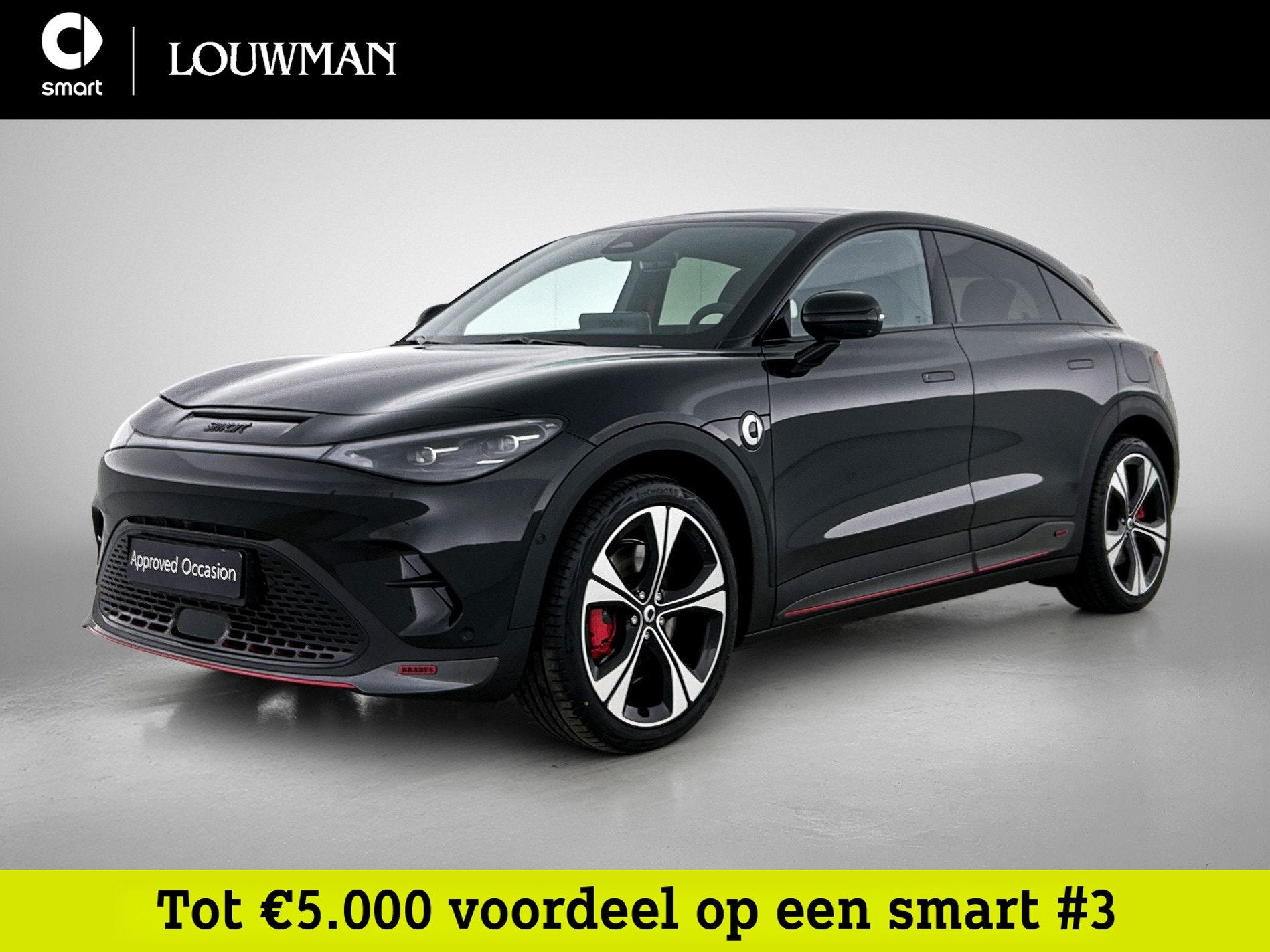 Smart #3 BRABUS 66 kWh | Panoramadak | Warmtepomp | Adaptive, Auto's, Automaat, 430 pk, Zwart, Verwarmde buitenspiegels