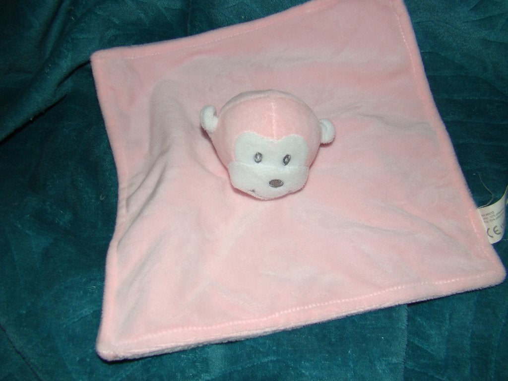 roze aap knuffeldoekje met grijs achterkant  aapkopje, Met geluid, Ophalen of Verzenden, Zo goed als nieuw, Middelgroot (20 tot 80 cm)