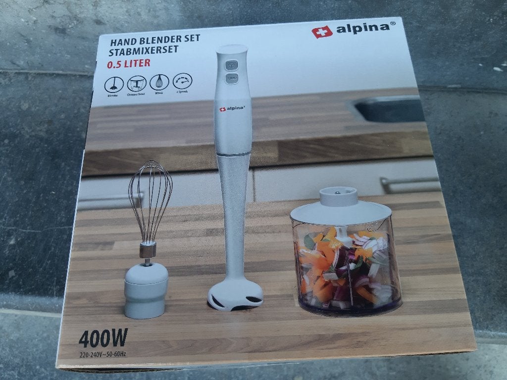 Alpina Staafmixer Set - Handmixer met Hakmolen, Pureerstaaf, Ophalen, 3 snelheden of meer, Zo goed als nieuw, Vaatwasserbestendig