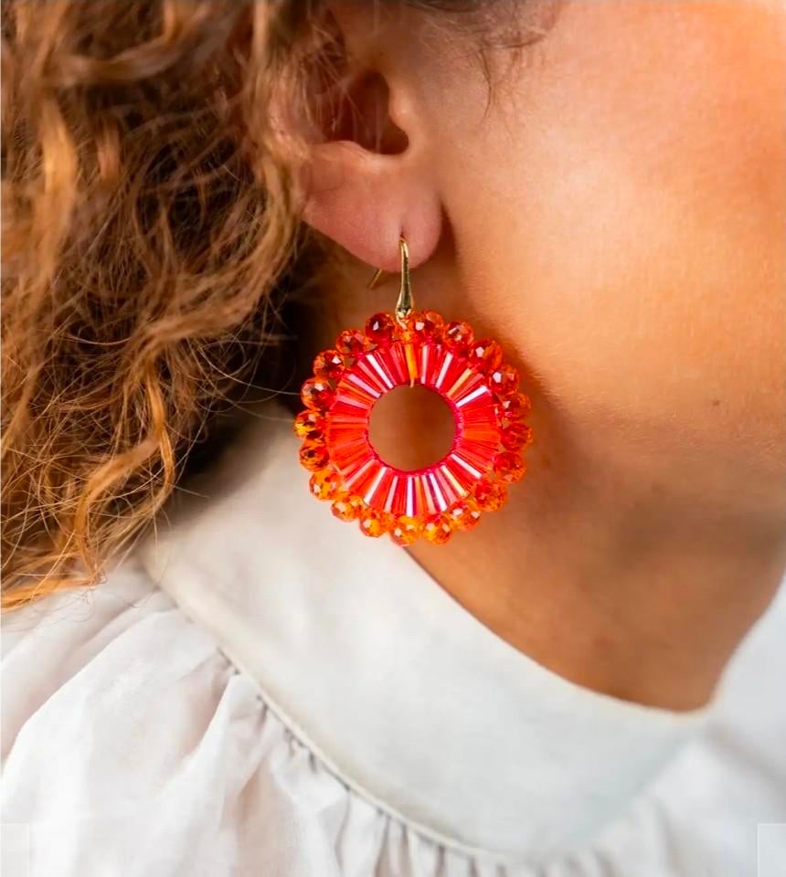 Lott Oranje Oorbellen voor Koningsdag / WK, Met kristal, Overige materialen, Hangers, Nieuw