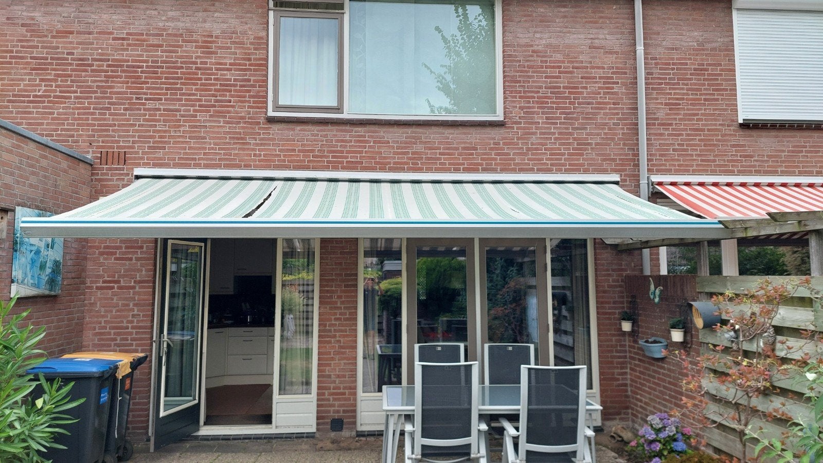 zonwering uitval scherm electrisch. knikarm., Ophalen, Gebruikt, 450 cm of meer, Elektrisch