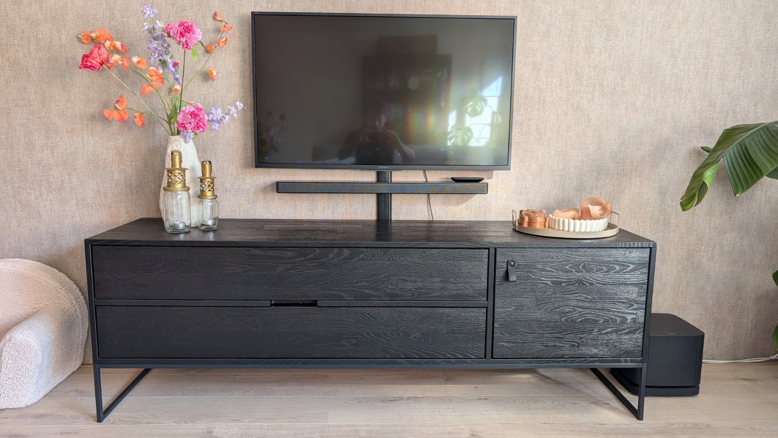 WOOOD Silas eiken 180 cm tv-meubel, Ophalen, Gebruikt, 150 tot 200 cm, Eikenhout