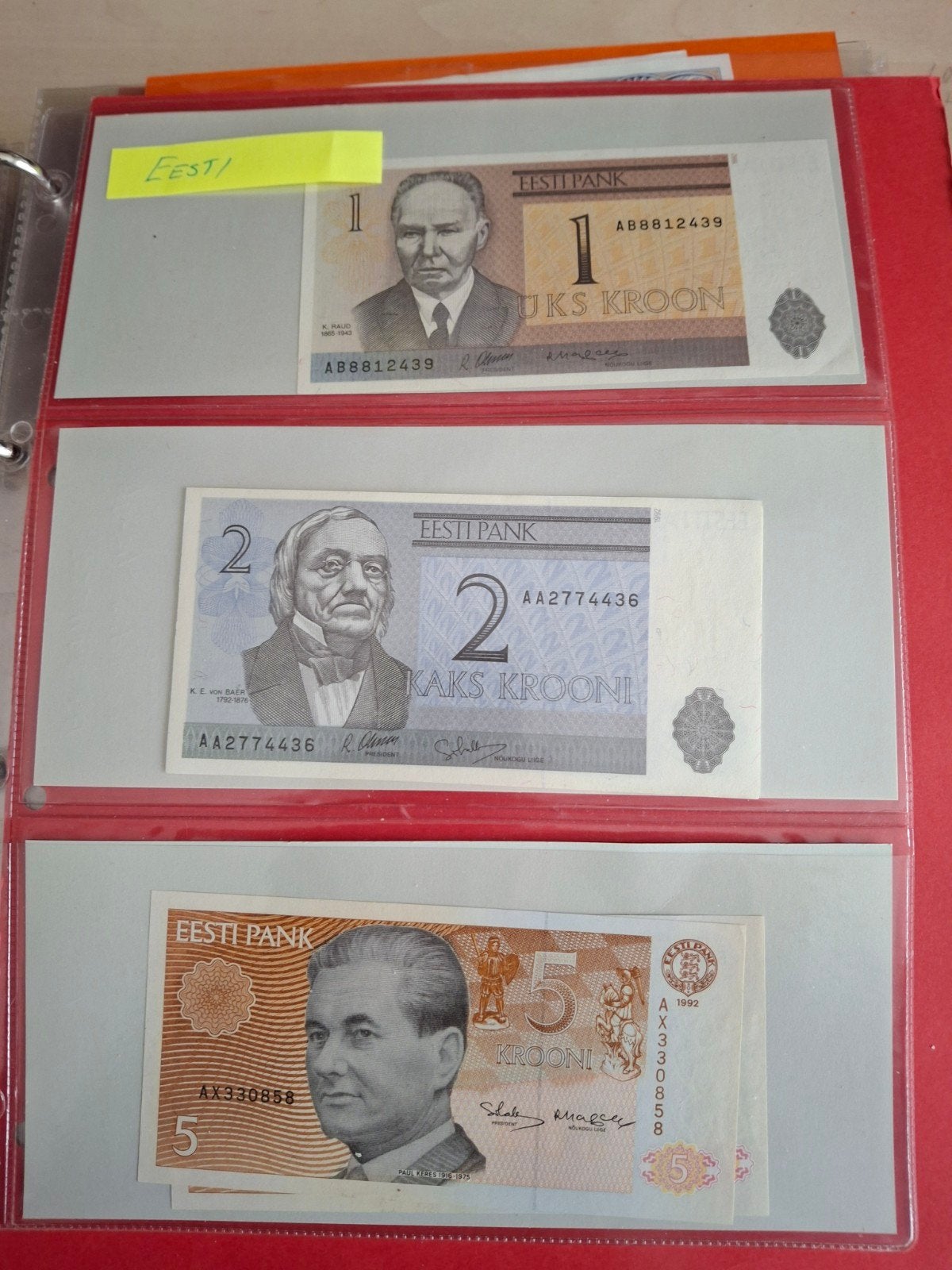 3 Estlandse Kroon biljetten - 1, 2 en 5 Krooni, Postzegels en Munten, Ophalen of Verzenden, Estland, Setje