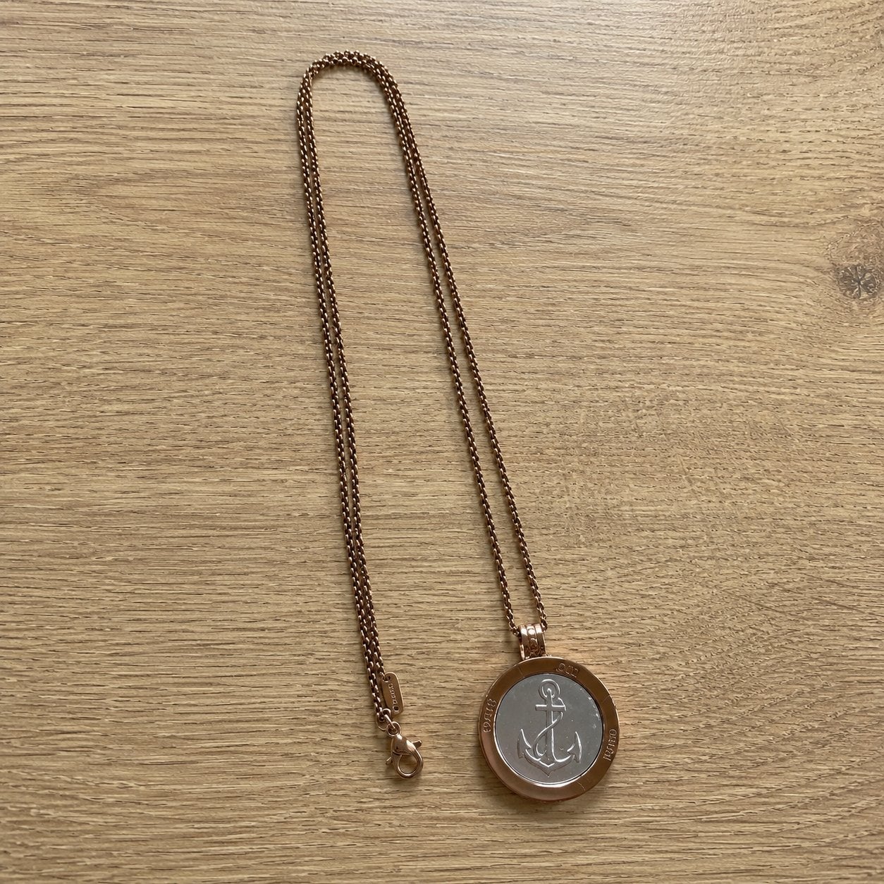 Mi Moneda ketting met hanger Faith Hope Love / Anker, Sieraden, Tassen en Uiterlijk, Ophalen of Verzenden, Zo goed als nieuw, Roze