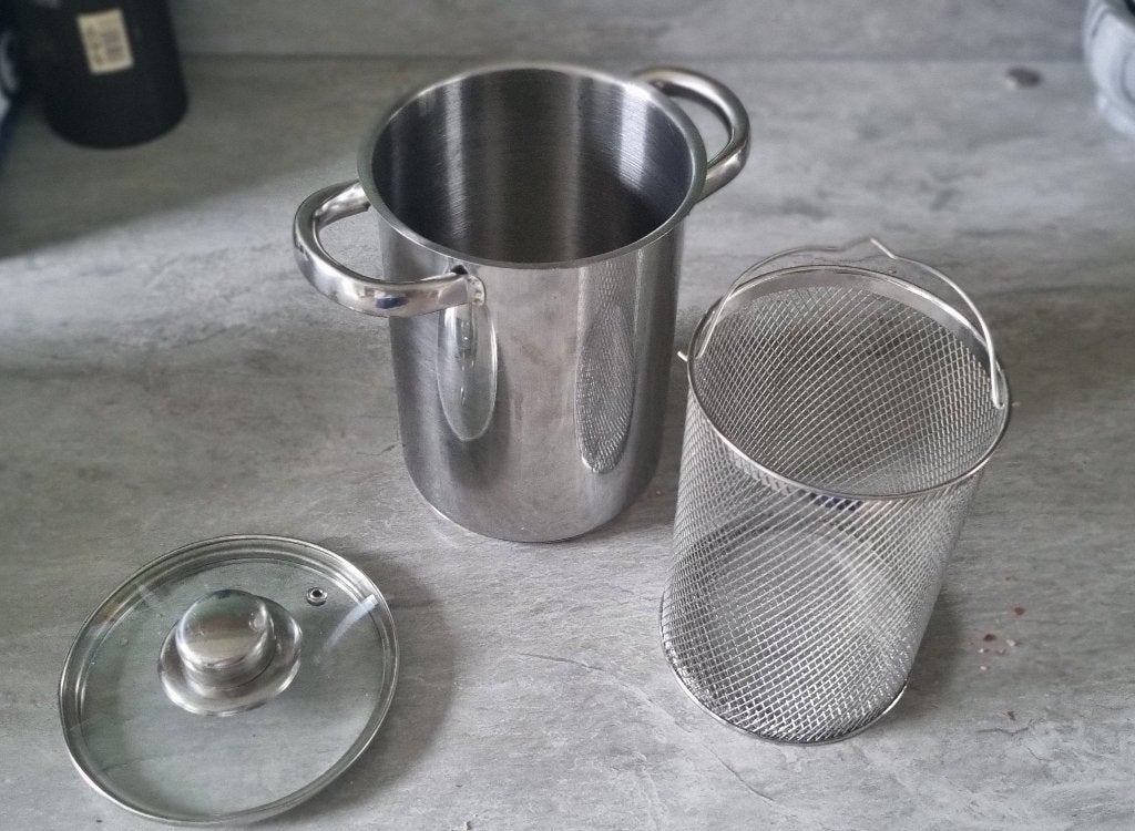 Asperges pan TEAB, Ophalen of Verzenden, Zo goed als nieuw, Rvs, Kookpan