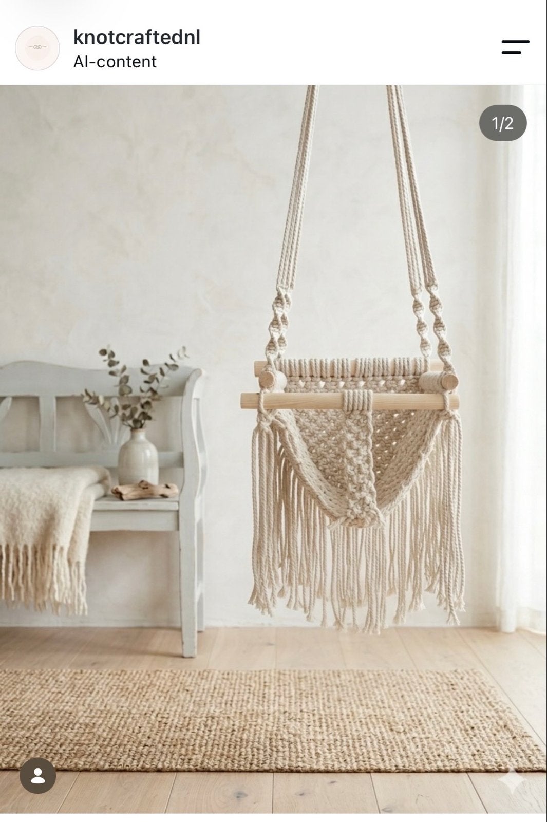 Macramé Baby/dreumes Schommel | Ibiza / Boho Stijl, Verzenden, Nieuw, Schommel
