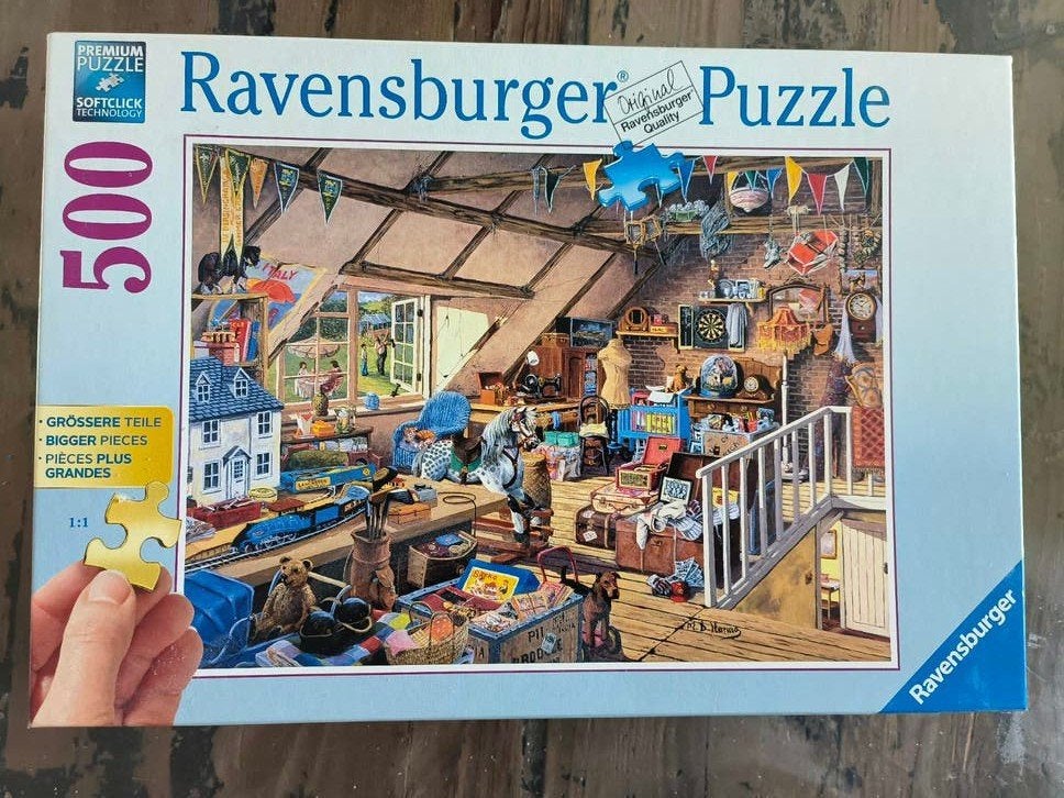 Ravensburger Legpuzzel 500 xl stukjes - Zolder vol schatten, Ophalen of Verzenden, 500 t/m 1500 stukjes, Gebruikt, Legpuzzel