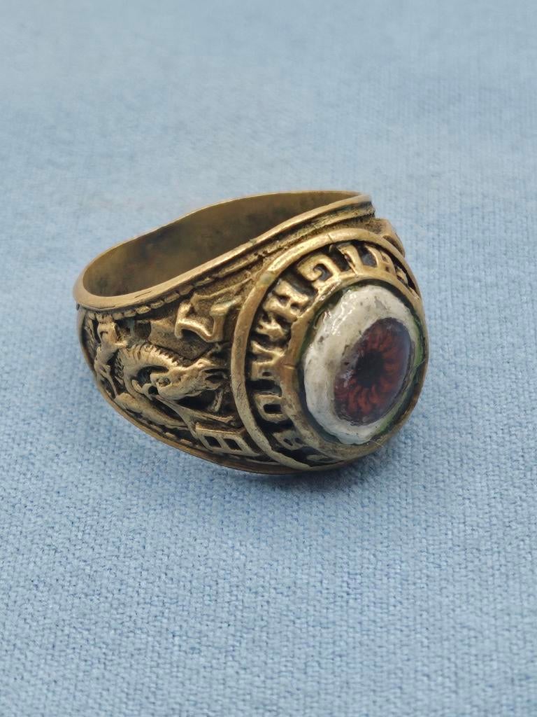 Vintage Heren Ring met Oog - Zoldervondst, Overige materialen, Gebruikt, 20 of groter, Heer