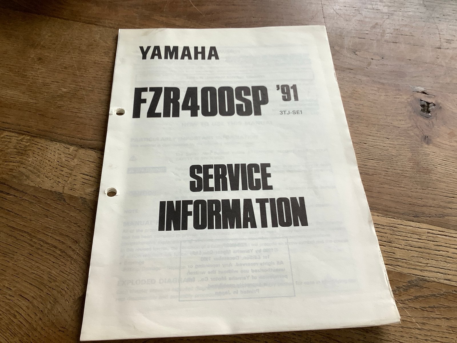 Yamaha FZR400SP '91 Service Informatie Handleiding. (115), Verzenden, Yamaha